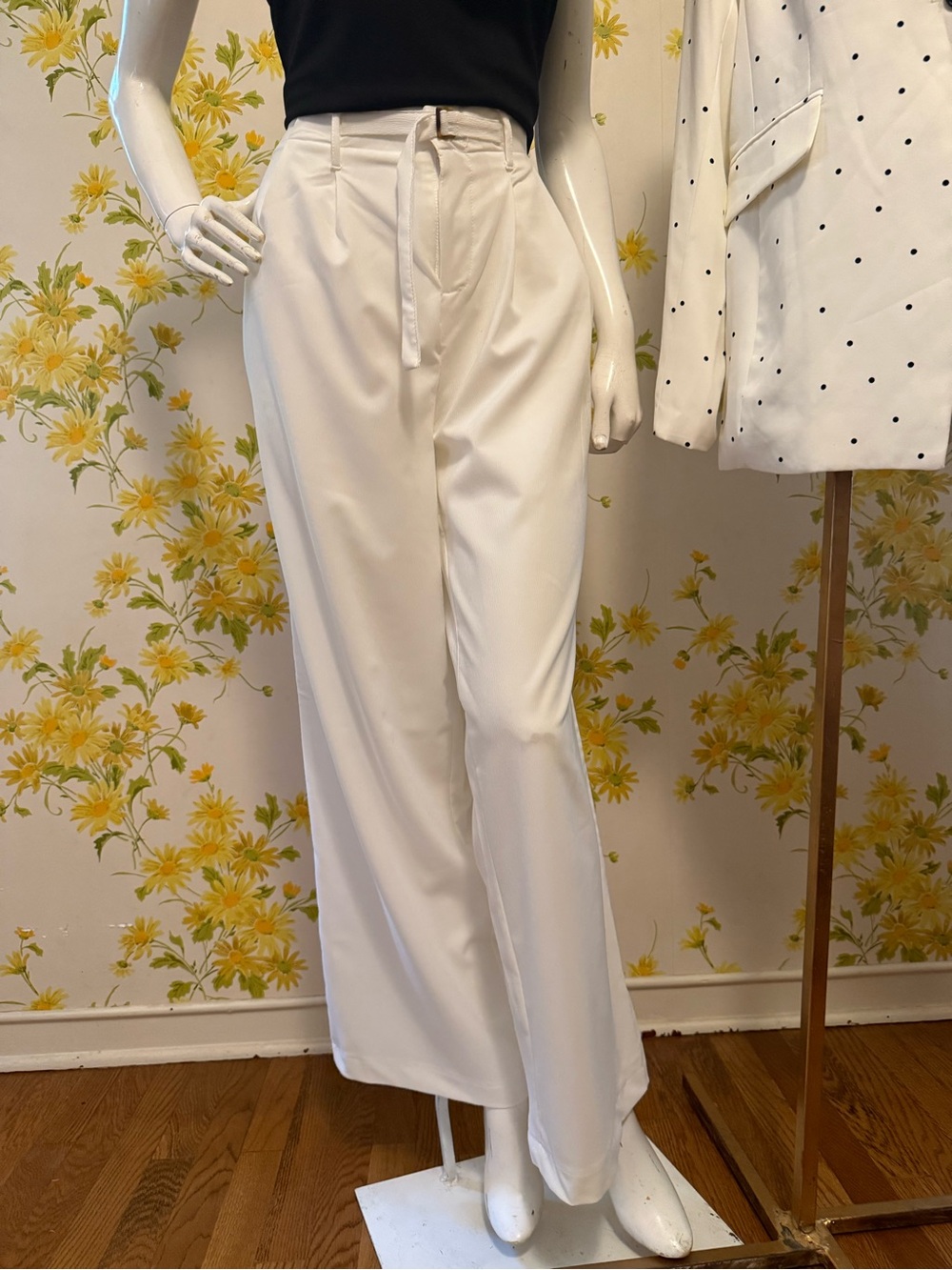 Haute Monde White High-Waist Wide-Leg Pants size L